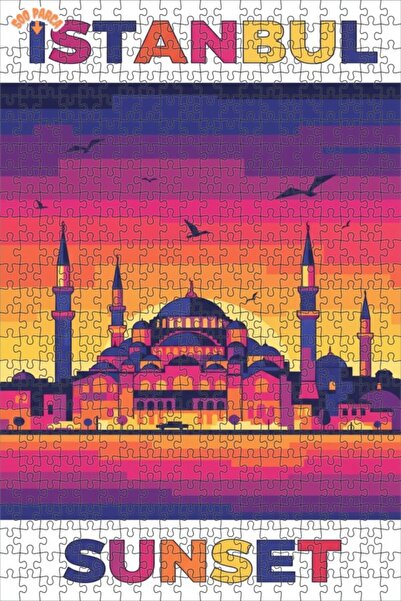 Teona Ahşap لغز خشبي مؤطر بطبقتين لمشهد غروب الشمس في اسطنبول 500 قطعة 50×30