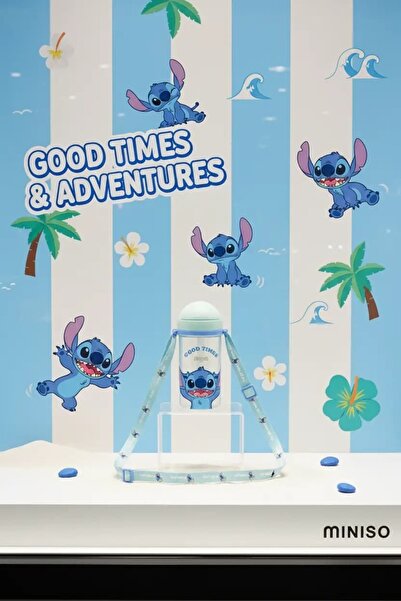 Disney Lilo&Stitch Lisanslı Omuz Askılı ve Pipetli Plastik Şişe