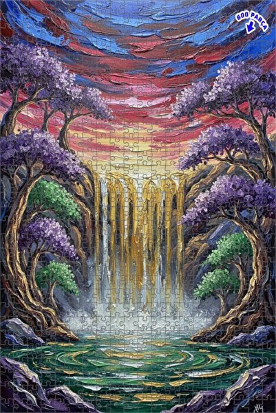 Teona Ahşap لغز خشبي بتصميم شلال سحري بمظهر لوحة زيتية، لغز خشبي بإطار مزدوج ...