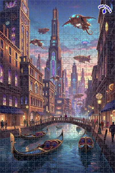 Teona Ahşap لغز خشبي بإطار مزدوج الطبقات من ستيمبانك قناة البندقية 600 قطعة 5...