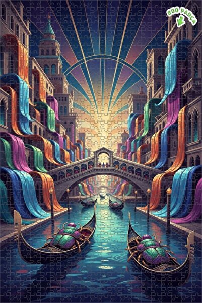 Teona Ahşap لغز خشبي رائع على شكل شلالات فينيسيا ملونة مكون من طابقين 800 قطع...