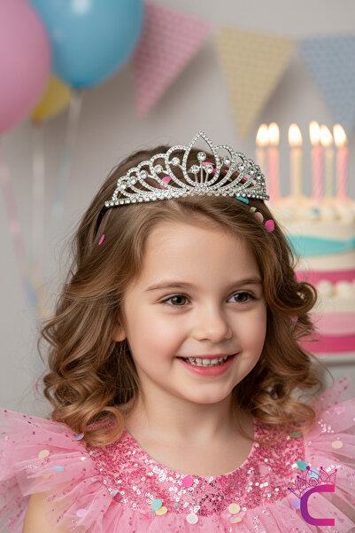 Cinderella Зиркон камък Неплъзгаща се принцеска диадема за момичета, сребрист...