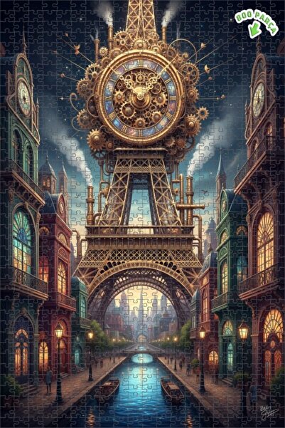 Teona Ahşap لغز فني لبرج إيفل في العصر الفيكتوري بالبخار 800 قطعة 70×50