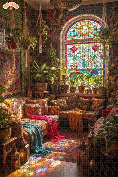 Teona Ahşap لغز خشبي بإطار مزدوج الطبقات بنمط الشمس البوهيمي 500 قطعة 50x30