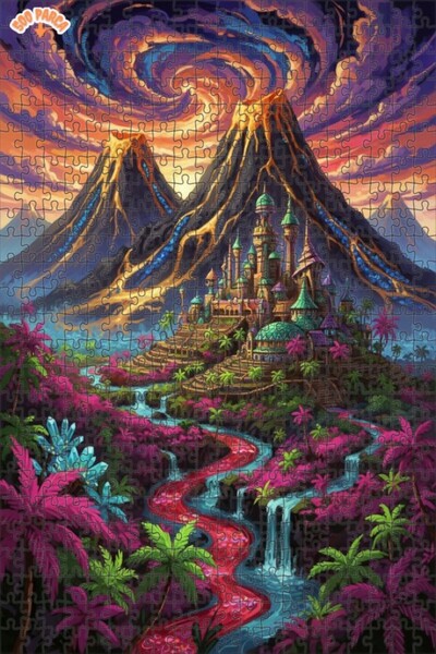 Teona Ahşap لغز خشبي مؤطر بطبقتين من مملكة الغموض ونهر الحمم البركانية 500 قط...