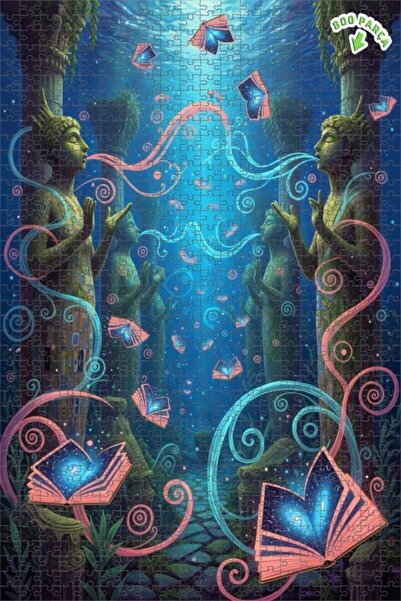 Teona Ahşap ألغاز كتب الحكمة تحت الماء، لوحة زيتية، لغز خشبي بإطار مزدوج الطب...