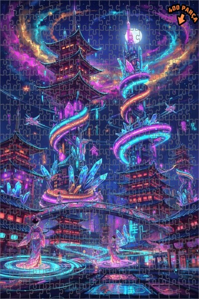 Teona Ahşap لغز خشبي مؤطر بطبقتين من نيون شاتو فانتاستيك ديجيتال آرت، 400 قطع...