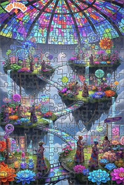 Teona Ahşap Gökyüzü Bahçesi Sanat Eseri Baskı Görünümlü Çift Katlı Çerçeveli ...