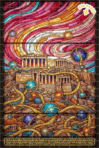 Teona Ahşap لغز خشبي بإطار مزدوج الطبقات بنمط السماء في العصور القديمة 200 قط...