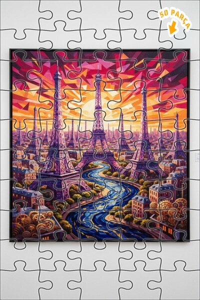 Teona Ahşap لغز خشبي بإطار مزدوج الطبقات من باريس دريم جيومتريك آرت 50 قطعة 1...