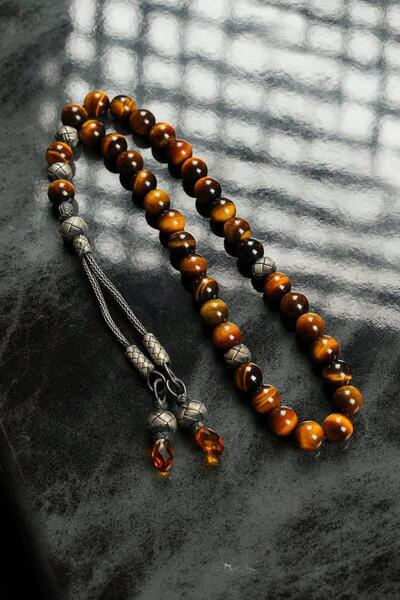 dergah tesbih Silver Kazaz Design Tiger's Eye Prayer Beads