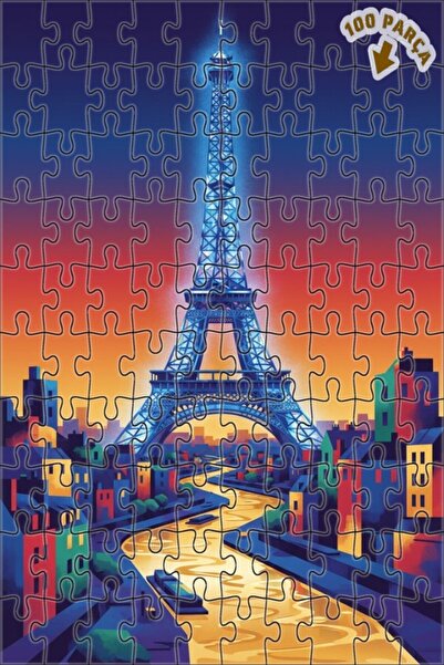 Teona Ahşap برج إيفل في باريس، منظر مائي، فن حديث، لغز خشبي بإطار مزدوج الطبق...