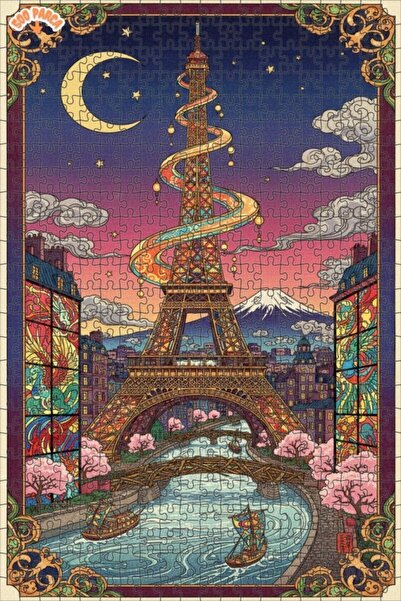 Teona Ahşap لغز خشبي بنمط غروب الشمس الساحر في باريس بمظهر لوحة زيتية 500 قطع...