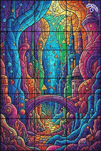 Teona Ahşap لغز خشبي بتصميم مدينة الكريستال السحرية بمظهر فسيفسائي، لغز خشبي ...