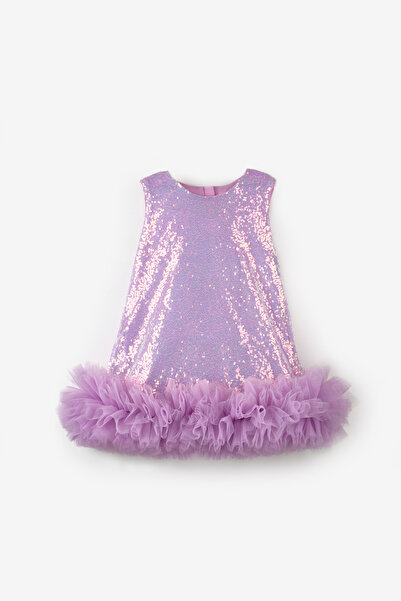 Le Mabelle Lila Etek Ucu Tüllü Pullu Kız Çocuk Elbise - Evie