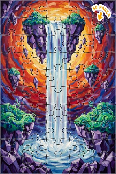 Teona Ahşap لغز فني بتصميم شلال جزيرة طائرة بمظهر مائي 50 قطعة 15x25