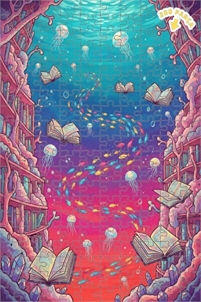 Teona Ahşap لغز خشبي مؤطر بطبقتين بمظهر لوحة زيتية من مكتبة البحر السحرية 200...