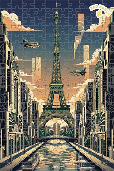 Teona Ahşap لوحة فنية بتصميم برج إيفل باريس على طراز الآرت ديكو، لوحة خشبية م...
