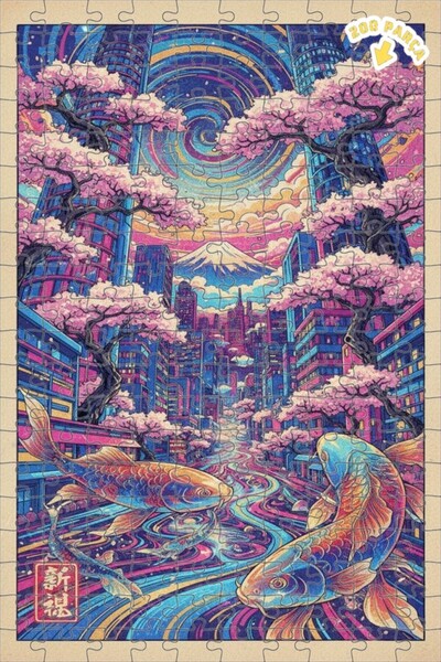 Teona Ahşap لغز خشبي بإطار مزدوج الطبقات من فنون الكوي في مدينة النيون 200 قط...