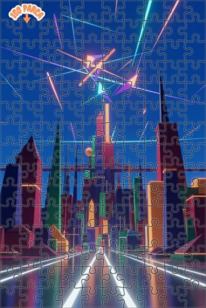 Teona Ahşap أضواء المدينة المستقبلية ذات المظهر الزيتي، لغز خشبي بإطار مزدوج ...