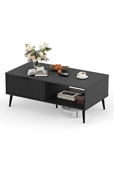 Garvee Coffee Table with Storage 2-Tier Table with Door for Living Room, Offi...