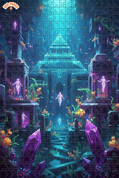 Teona Ahşap لغز خشبي بإطار ذو طابقين بمظهر كريستالي لامع لمدينة سحرية تحت الم...