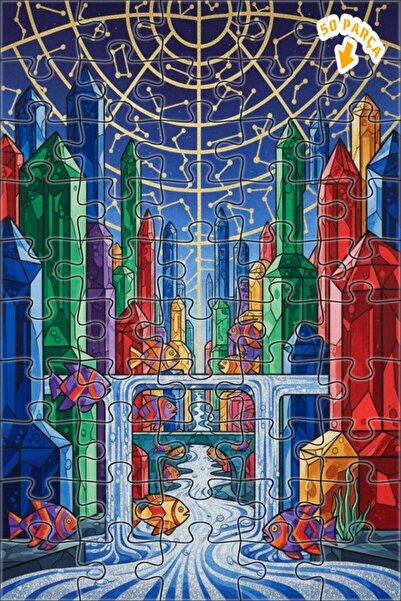 Teona Ahşap لوحة زيتية ملونة للأسماك في مدينة الكريستال، لغز خشبي بإطار مزدوج...