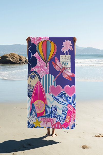 PATRON Dijital Baskı Plaj Deniz Havlusu Modern Desenli Peştamal HVL0172