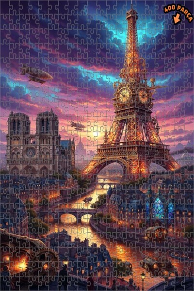 Teona Ahşap لغز خشبي بإطار مزدوج الطبقات بمظهر لوحة زيتية لبرج باريس بطراز ست...