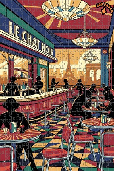 Teona Ahşap لغز خشبي بإطار من طابقين من لي شات نوار باريس آرت ديكو 400 قطعة 3...