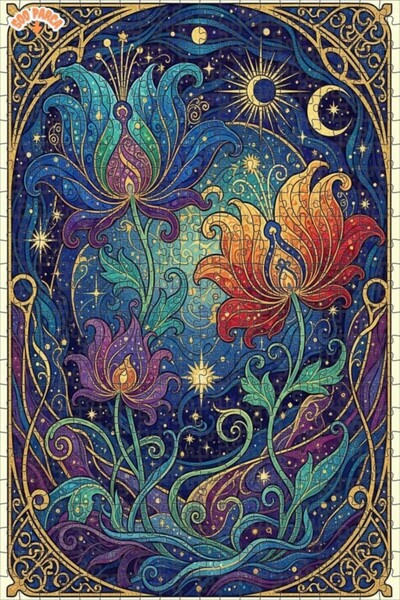 Teona Ahşap لغز خشبي بإطار مزدوج الطبقات بتصميم فني على طراز آرت نوفو بمظهر ل...