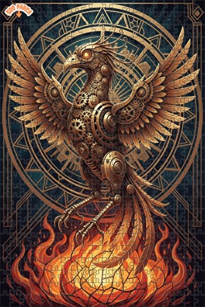 Teona Ahşap لغز خشبي ميكانيكي على شكل طائر الفينيق بتصميم ستيمبانك فني بإطار ...