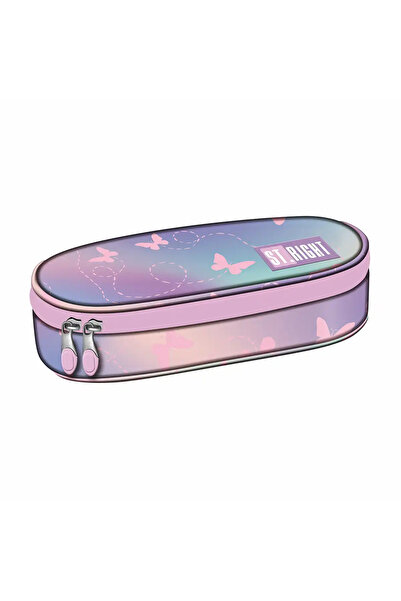 MAJEWSKI ST Right tubular pencil case, Pink Butterflies, 1 compartment