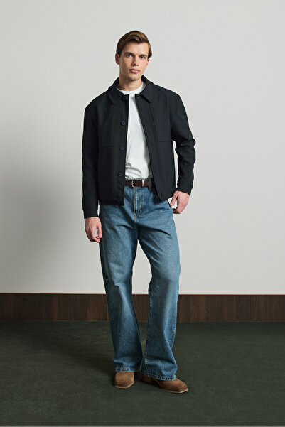 Danger Men's Soft Textured Jacket Navy Blue