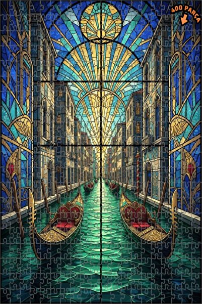 Teona Ahşap لغز خشبي مؤطر بطبقتين لفن الزجاج الملون لقنوات البندقية 400 قطعة ...