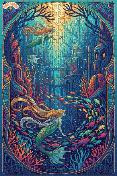 Teona Ahşap لغز خشبي مؤطر ذو طابقين بتصميم لوحة زيتية لملكة البحر، 500 قطعة، ...