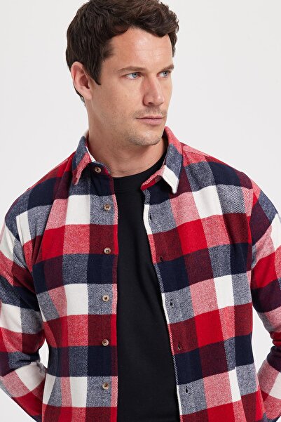 Tudors Men's Slim Fit slim fit checkered winter lumberjack shirt