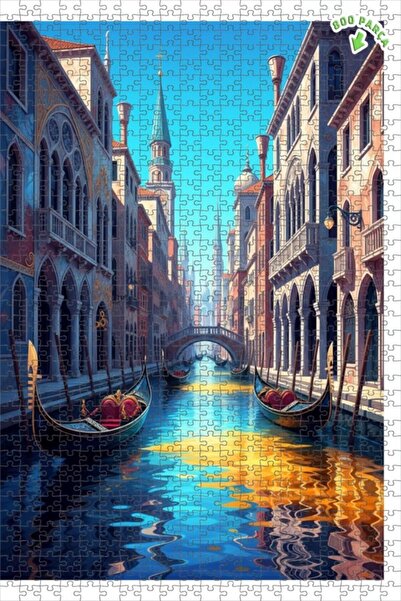 Teona Ahşap لغز خشبي بإطار ذو طابقين بمظهر لوحة زيتية لقنوات البندقية 800 قطع...