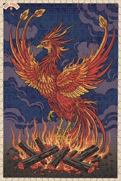 Teona Ahşap لغز خشبي مؤطر بطبقتين بمظهر لوحة زيتية لرقصة النار للعنقاء الأسطو...