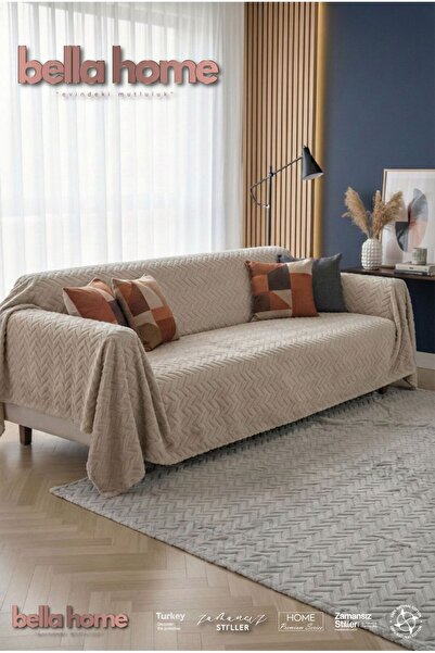 Bella Home Wellsoft Sponge Sofa Cover – Soft Textured, Non-Slip Base - Mink