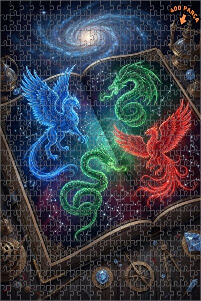 Teona Ahşap ألغاز الكون: لغز خشبي مزدوج الطبقات بإطار فني لأربعة مخلوقات، 400...