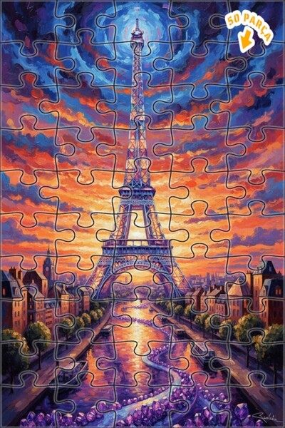 Teona Ahşap لغز خشبي مؤطر بطبقتين بمظهر لوحة زيتية لبرج إيفل في باريس 50 قطعة...