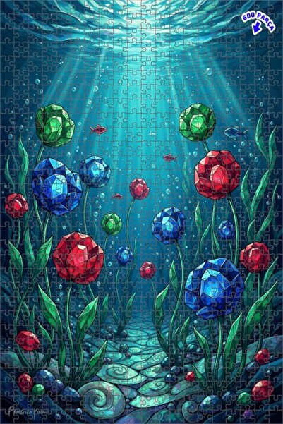 Teona Ahşap لغز خشبي بإطار مزدوج الطبقات بتصميم زهور الماس ومشهد مائي تحت الم...