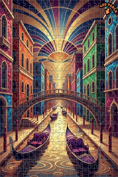 Teona Ahşap لغز خشبي مؤطر بطبقتين لفن قنوات البندقية 400 قطعة 35×35