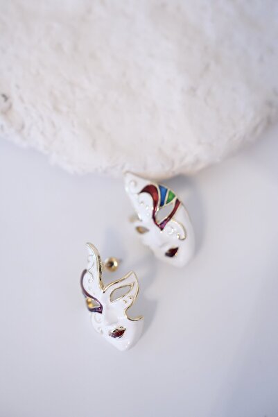 Ladies&Gentlemen Vintage Style White Enamel Face Detailed Women's Earrings