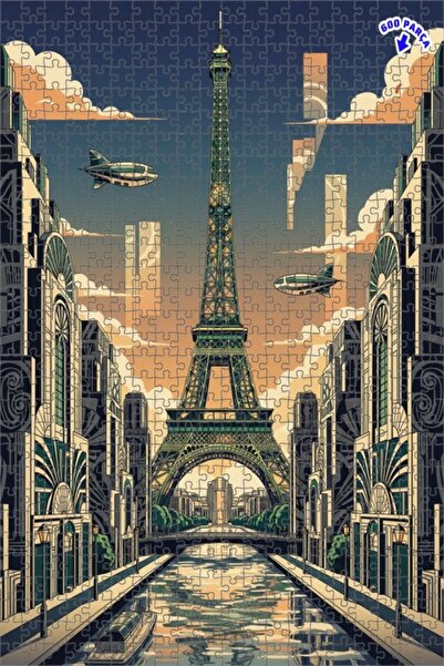 Teona Ahşap لغز خشبي مؤطر بطبقتين بتصميم برج إيفل في باريس على طراز الآرت ديك...