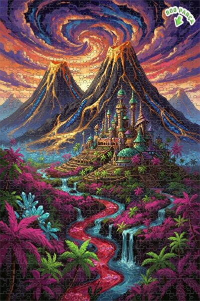 Teona Ahşap لغز خشبي مؤطر بطبقتين من مملكة الغموض ونهر الحمم البركانية 800 قط...