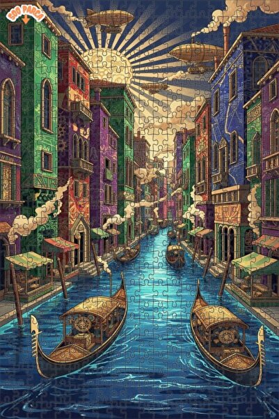 Teona Ahşap لغز خشبي بإطار مزدوج الطبقات من ستيمبانك فينيسيا كانالز 500 قطعة ...