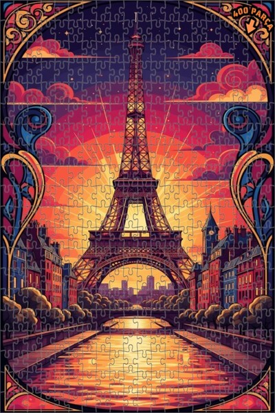 Teona Ahşap لغز خشبي مؤطر بطبقتين بتصميم فني نوو لغروب الشمس على نهر سين في ب...