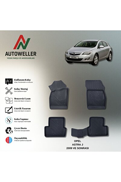 AutoWeller Opel Astra J 2009 Sonrası Havuzlu 3D TPE Oto Paspas Takımı